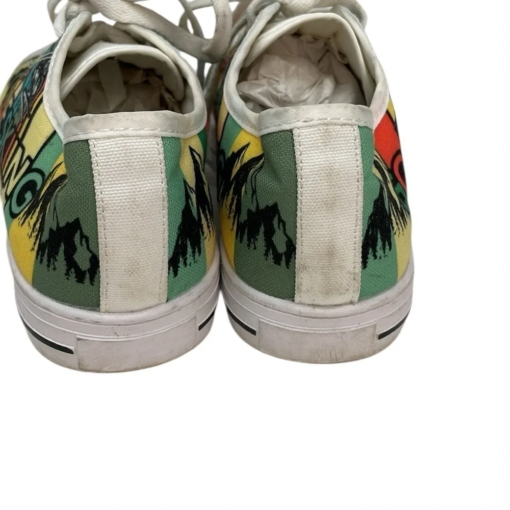 GONE SKIING Shoes Converse Style Sneakers Yellow White Green Size 7 Women 5 Mens